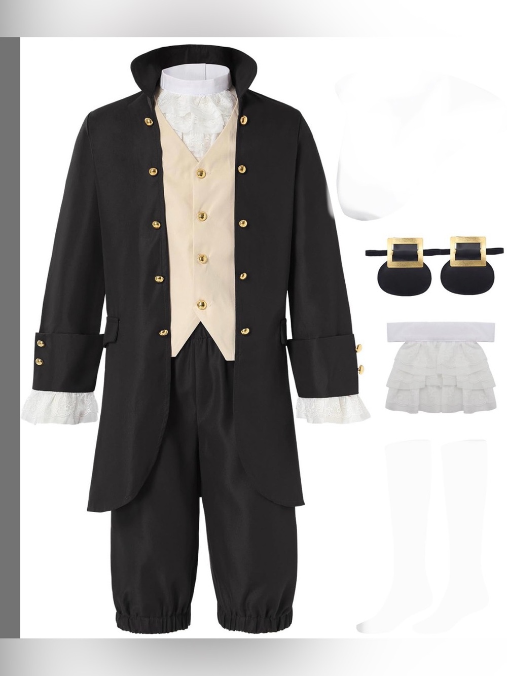 Black and Cream Colonial teen Costume Vest Set 14-17yr used 1x
